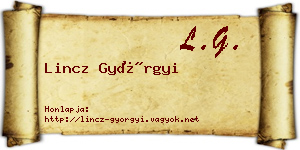 Lincz Györgyi névjegykártya